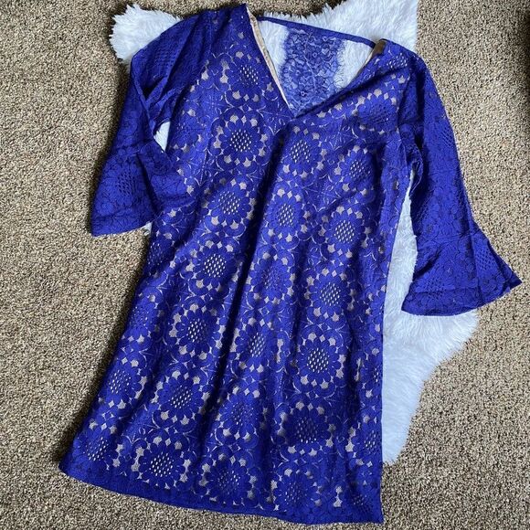 Skies Are Blue Dress New Lace Lined Bell Sleeve Formal Dressy Womens Size XS - Picture 1 of 11